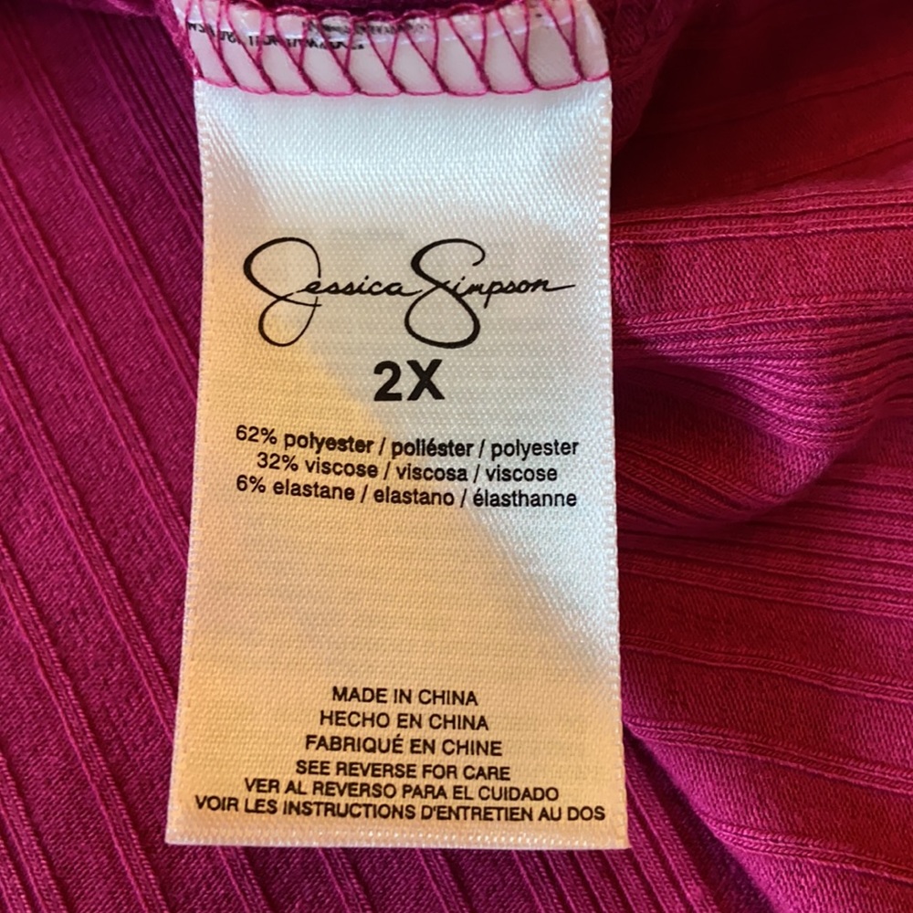 NEW! JESSICA SIMPSON βEsmeβ Fuchsia Peasant Blouse - Picture 13 of 15